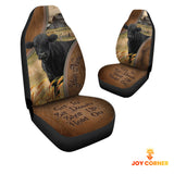 Joycorners Black Angus Customized Name Leather Pattern Car Seat Covers (2Pcs)
