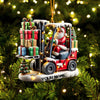 Joycorners Forklift Santa Christmas Ornament, Personalized Ornament 2D Flat LM2211