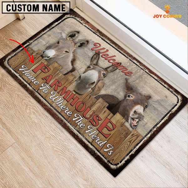 Joycorners Donkey Personalized - Welcome  Doormat