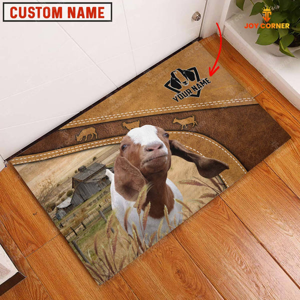 Joycorners Boer Goat Personalized - Welcome Brown Doormat