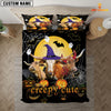 JoyCorners Happiness Texas Longhorn Cattle Halloween Pattern Personalized Name 3D Bedding Set