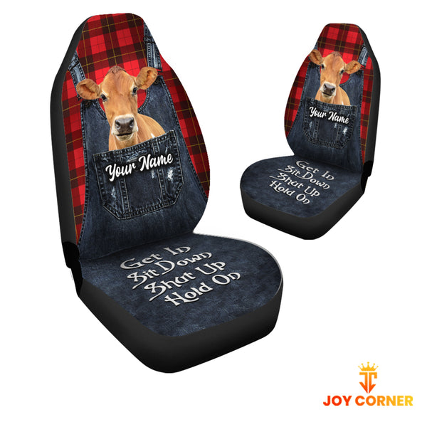 Joycorners Customized Name Jersey Jean Overalls Pattern Car Seat Covers (2Pcs)
