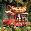 Joycorners Custom Name Santa Hot Dog Ornament, Christmas Gift Decor 2D Flat LM2111