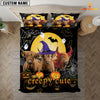 JoyCorners Happiness Highland Cattle Halloween Pattern Personalized Name 3D Bedding Set