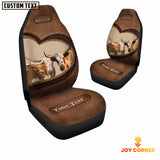 Joycorners Texas Longhorn Pattern Customized Name Heart Car Seat Cover Set