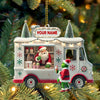 Joycorners Custom Name Santa Ice Cream Truck Ornament, Christmas Gift 2D Flat LM2111