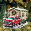 Joycorners Custom Name Santa Truck House Ornament, Christmas Gift Decor 2D Flat LM2111