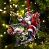 Joycorners Custom Name Fishing Santa Ornament, Christmas Gift 2D Flat LM2211