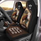 Joycorners Hereford Personalized Name Black And Brown Leather Pattern Car Seat Covers Universal Fit (2Pcs)