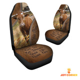 Joycorners Texas Longhorn Customized Name Leather Pattern Car Seat Covers (2Pcs)