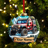 Joycorners Custom Name Santa Ride Ornament, Santa Christmas Gift 2D Flat LM2111