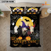 JoyCorners Happiness Black Baldy Cattle Halloween Pattern Personalized Name 3D Bedding Set