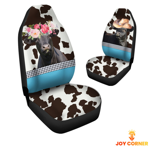 Joycorners Black Angus Pattern Customized Name Dairy Cow Car Seat Cover Set