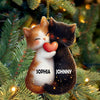 Joycorners Custom Name Couple Cat Ornament, Couple Christmas Gift 2D Flat LM2111