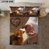 Joycorners Highland Cattle Love God Custom Name Bedding Set