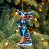 Joycorners Custom Name Flight Attendant Santa Ornament, Flight Attendant Christmas Gift 2D Flat LM2111