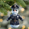 Joycorners Custom Name Police Snowman Ornament, Christmas Gift for Police 2D Flat LM2111
