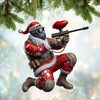 Joycorners Custom Name Paintball Shooting Santa Ornament, Paintball Shooting Christmas Gift 2D Flat LM2111