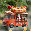 Joycorners Custom Name Santa Hot Dog Ornament, Christmas Gift Decor 2D Flat LM2111
