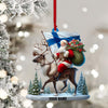 Joycorners Santa Riding A Reindeer Home Decor Christmas Ornament, Personalized Ornament 2D Flat LM2211