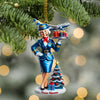 Joycorners Custom Name Flight Attendant Santa Ornament, Flight Attendant Christmas Gift 2D Flat LM2111