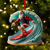 Joycorners Custom Name Santa Surfing Ornament, Christmas Gift Decoration 2D Flat LM2111