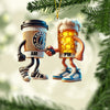 Joycorners Beer And Coffee Couple Christmas Ornament, Personalized Ornament 2D Flat LM2211