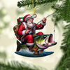 Joycorners Fishing Santa Christmas Ornament, Personalized Ornament 2D Flat LM2211