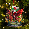 Joycorners Custom Name Santa Dragon Ornament, Christmas Gift for Dragon Lover4 2D Flat LM2111