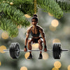 Joycorners Custom Name Woman Gym Work Out Santa Ornament, Gymnastics Christmas Gift89 2D Flat LM2111