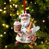 Joycorners Custom Name Ornament, Santa Baker Cup Cake 2D Flat LM2211
