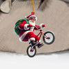 Joycorners Santa Rides A Bike Christmas Ornament, Personalized Ornament 2D Flat LM2211