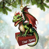 Joycorners Custom Name Dragon Ornament, Christmas Gift for Dragon Lover 2D Flat LM2211