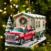 Joycorners Custom Name Santa Truck House Ornament, Christmas Gift Decor 2D Flat LM2111