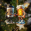 Joycorners Beer And Coffee Couple Christmas Ornament, Personalized Ornament 2D Flat LM2211