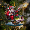 Joycorners Fishing Santa Christmas Ornament, Personalized Ornament 2D Flat LM2211
