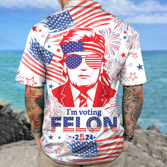 Joycorner Red Trump I'M Voting Felon 2024 Hawaiian Shirt