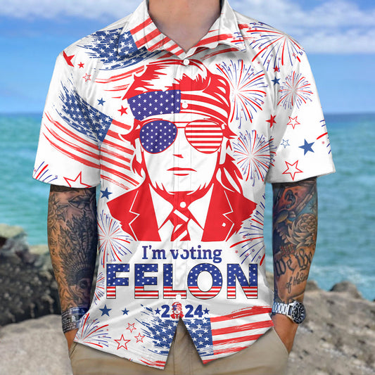 Joycorner Red Trump I'M Voting Felon 2024 Hawaiian Shirt