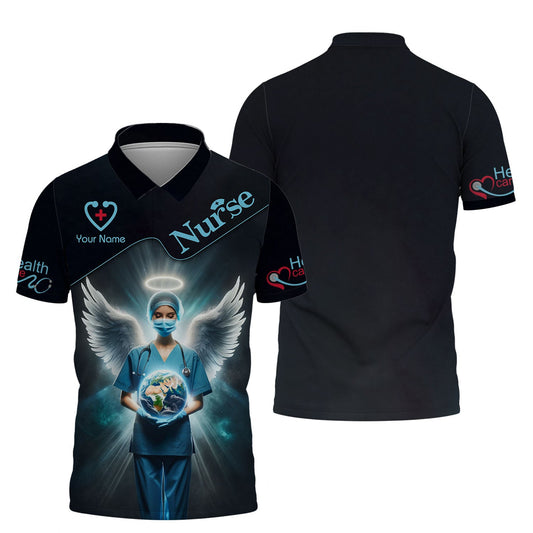 Joycorners Personalized Nurse Shirts - Guardian Angel Nurse Design for Healthcare Heroes MT2509