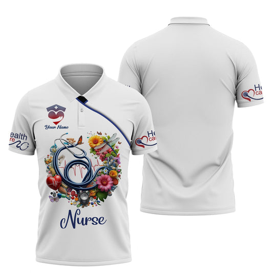 Joycorners Personalized Nurse Shirts - Colorful Medical Elements Design for Healthcare Professionals MT2509