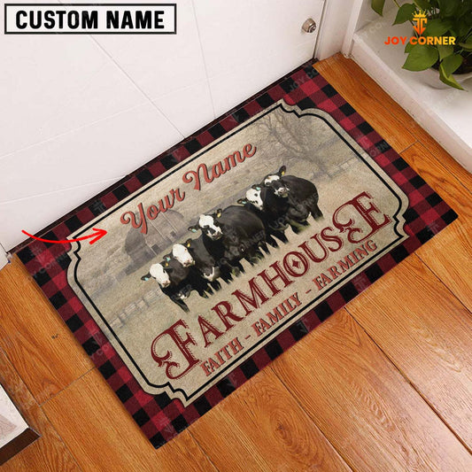 Joycorners Black Baldy Faith Family Farming Custom Name Doormat