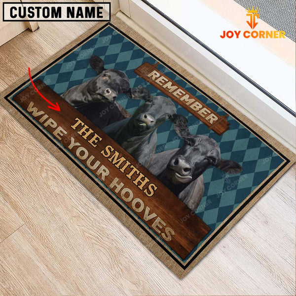 Joycorners Black Angus Wipe Your Hooves Custom Name Doormat