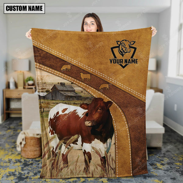Joycorners Personalized Name Pinzgauer Cattle Brownie Background Blanket