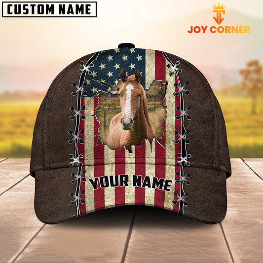 Joy Corners Horse Flag Customized Name Denim Cap