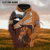 Joycorners Custom Name Horse Lovers Brown Pattern 3D Hoodie