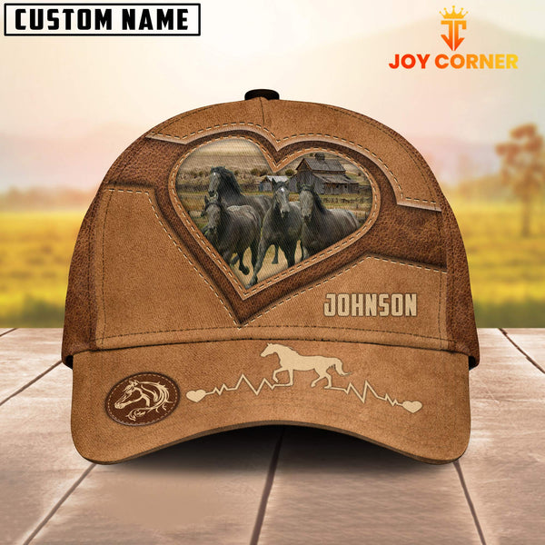 Joycorners Black Horses Heart Shaped Style Customized Name Cap