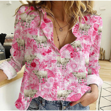 Joycorners Charolais Pink Flower BG Casual Shirt