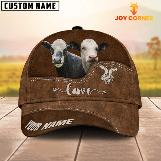 Joycorners Black Baldy Love Leather Pattern Customized Name Cap