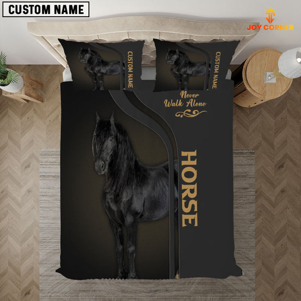 Joycorners Black Horse Never Walk Alone Custom Name Bedding Set