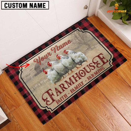 Joycorners Chicken Faith Family Farming Custom Name Doormat